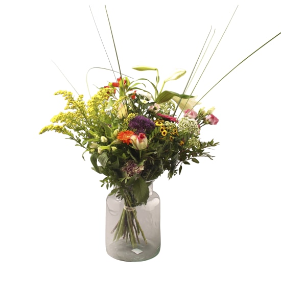 Harlequin bouquet with vase